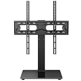 WKWKER Universal TV Stand for 27-65 inch LED LCD TV Swivel Table Top Television Stand with 30 Degree Height Adjustable TV Stand with Mount TV Base with Tempered Glass Base Max VESA 400x400mm