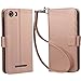 BLU Advance 5.0 Case, Arae [Wrist Strap] Flip Folio [Kickstand Feature] PU leather wallet case with ID&Credit Card Pockets For BLU Advance 5.0 (Rosegold)