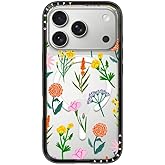 CASETiFY Compact iPhone 17 Pro Case [Slim and Sleek/Compatible with Magsafe / 4 ft. 2X Military Grade Drop Protection] - Flowers - Clear Black