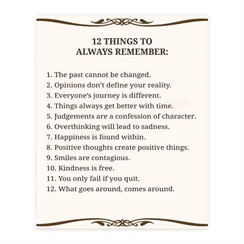 Amazon.com: "12 Things To Always Remember"- Inspirational Wall Art- 8 X 10" Print Wall Decor-Ready To Frame. Modern Typographic Print For Home-Office-School Decor. Great Positive Thinking Reminders! : Handmade Products