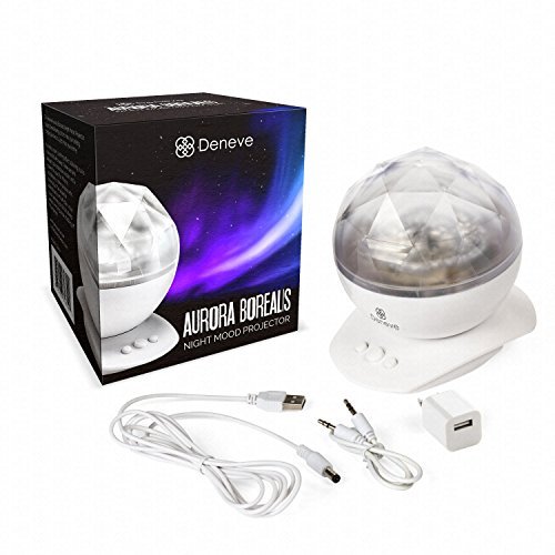 Deneve Night Light Projector, Mood Lighting Lamp Trippy Ambient Color Changing LED for Baby Teens Boys Girls Starry Galaxy with Music Player