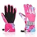 Ski Gloves, Yidomto Waterproof Warmest Winter Snow Gloves for Mens, Womens, Boys, Girls, Kids (Pink-M)