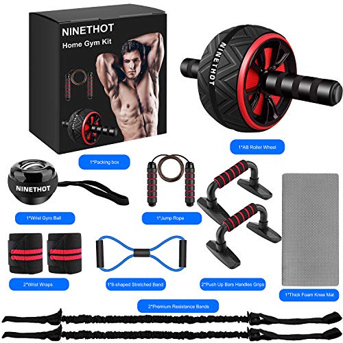 Home Gym Kit,Ab Roller Wheel with Knee Mat,Gyroscope Wrist Exerciser