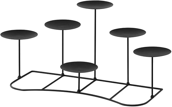 Smtyle Diy 6 Mantle Candelabra Flameless Or Wax Pillar Candle Holders Stand For Fireplace Accessories With Black Iron Decoration On Desk Or Floor