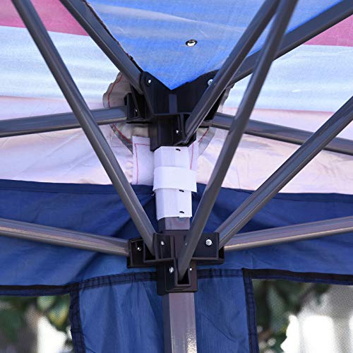 FDInspiration American Flag 10 x 20 FT Outdoor Pop Up Instant Shelter Event Tent Spring Wedding Party Sunshade w/Removable Mesh Netting Sidewalls with Ebook
