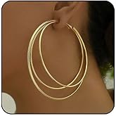 Large Hoop Earrings for Women 75mm 90mm 120mm Chunky Gold Hoops Lightweight Big Hoop Earrings Thick Thin Silver Hoops Earrings for Women Chunky Silver Jewelry