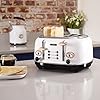 Tower Bottega T20017W 4-Slice Toaster, Stainless Steel with Adjustable Browning Control, Cancel, Defrost and Reheat…
