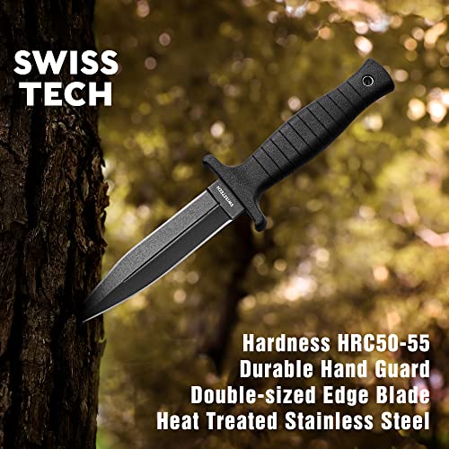 Swiss+Tech Fixed Blade Knife, 9Inch Survival Knife with Sheath, Double