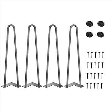 Zekoo 4 Pcs 16 Hairpin Legs Industrial Heavy Duty Table Legs Metal Furniture Legs For Easily Diy Home Project Grey 16 Inches 2 Rod Amazon Com