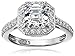 Amazon Collection Platinum-Plated Sterling Silver Swarovski Zirconia Asscher Center Halo Ring (1.5 cttw)