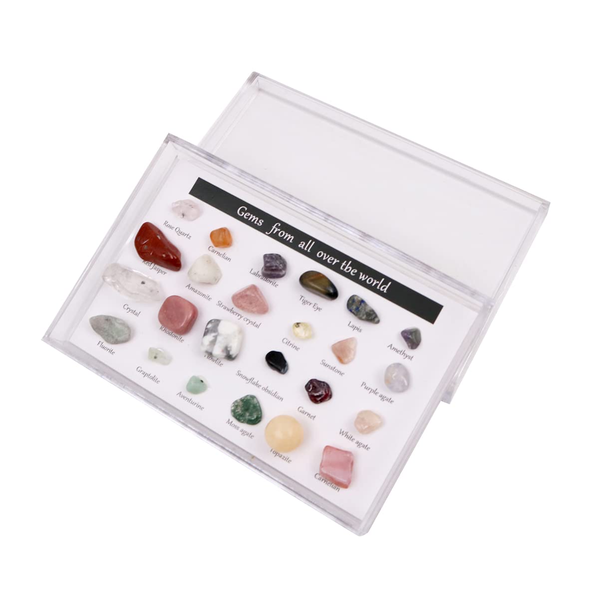 Tiardey 24 Kinds Original Crystal Specimen Collection,Rock and Mineral Collection Set,Gemstones Collectible Samples,Raw Natural Stone Gift Box for Home Decoration