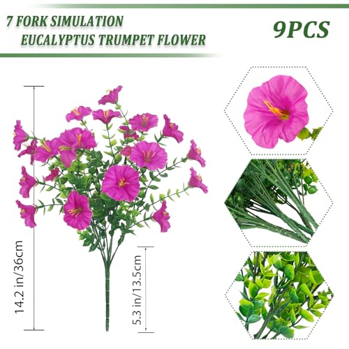 TINA Artificial Flowers Like Real 9 Bundles Artificial Flowers Balcony Plants Outdoor Weatherproof Fake Bouquet UV-Resistant Spring Decoration Fake Flowers Decoration Spring for Indoor Outdoor Balcony