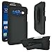for Galaxy Rugby Pro, Rubberized Hard Shell Case w/Holster for Samsung Galaxy Rugby Pro i547, Black - Includes Key Chain (Hard Shell Black)