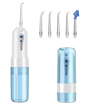 MXXTL Drahtlose Zahnseide Tragbare Munddusche 200Ml Mit 5 DüSenspitzen 4 USB-Ladezahnreiniger Ipx7 Wasserdichtes Reisen Und H