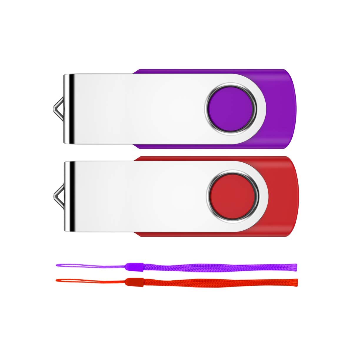 64GB Memory Stick 2 Pack-USB Flash Drives USB 2.0 Swivel Design Pen Drive,Thumb Drive for Data Storage,Zip Drive and Jump Drive with LED Light-2 colour