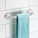 mDesign Bathroom Shower Suction Cup Towel Bars for Hand Towels, Wash Cloths - Pack of 2, Clear