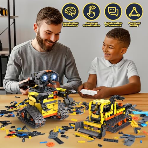 Technic Robot Building Sets, 688PCS 5-IN-1 RC Robot and Car, Remote and App Controlled Building Kit, Rechargeable RC Building Block, Engineering Kits Toys Gifts for Teen Boys Age 8-12 13 14 15+