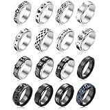 16 Pcs Stainless Steel Fidget Rings for Women