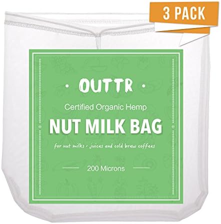Nut Milk Bag - Reusable Almond Milk Bag &amp; All Purpose Cheesecloth Strainer - 200 Micron 12"X12" Fine Mesh Nylon Cheesecloth &amp; Cold Brew Coffee Filter (3)