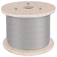 BestEquip Cable Railing 1000FT Stainless Steel Wire Rope 1/8 Inch Stainless Stranded Wire 1x19 Wire Rope T316 (1000FT)