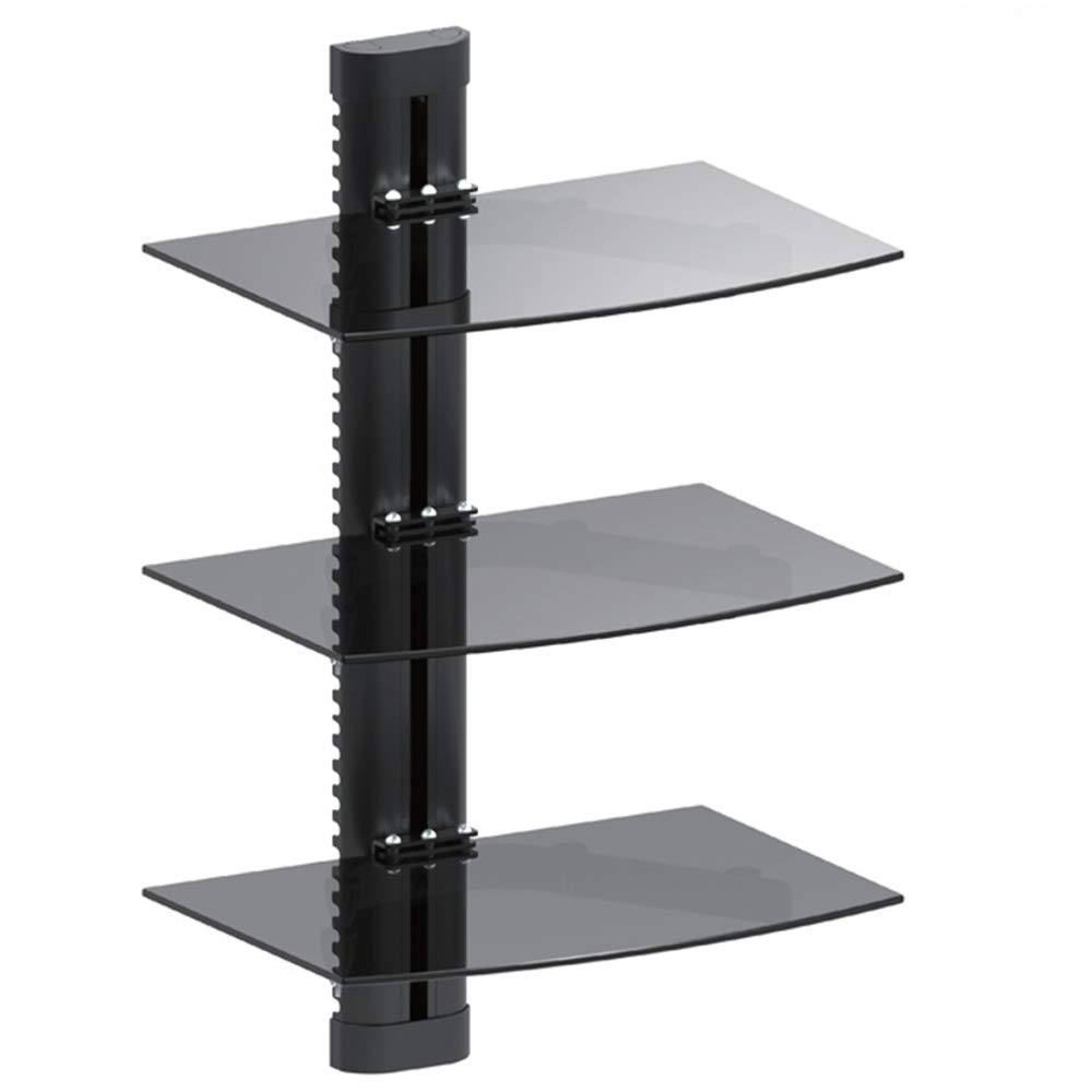 Maclean MC-664 3-Tier Wall Floating Glass Shelf Support DVD Console PS3 Xbox