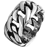 Men's 316L Stainless Steel Openwork Spinner Link Chain Ring Band Vintage Gothic Tribal Biker Silver Black