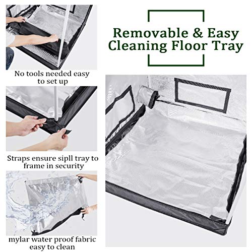 Growtent Garden 48"x48"x80" Reflective 600D Mylar Hydroponic Grow Tent with Observation Window and Floor Tray for Indoor Plant Growing - Thumbnail 2