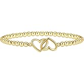 Lisitine Gold Bracelets for Women 14K Gold Beaded Bracelets Stackable Bracelets for Women Gold Charm Bracelet Non Tarnish Gold Jewelry for Women Trendy