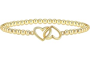 THAIVOR Gold Bracelets for Women 14K Gold Plated Beaded Bracelets Gold Stretch Bead Bracelet Handmade Ball Charm Bracelet Dainty Gold Jewelry Gifts for Women