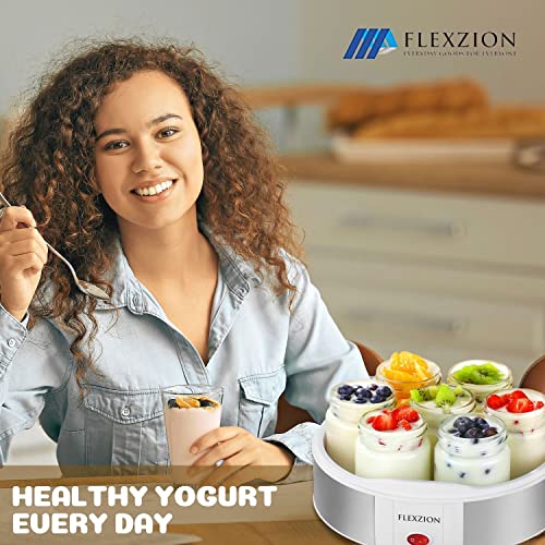 Flexzion Yogurt Maker Machine, Greek Yogurt Maker with Glass Jars