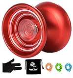 MAGICYOYO Responsive Metal Yoyo Professional yoyo K7 Aluminum Yoyo for Beginners Kids with 5 Strings Gifts+Bag+Glove-Red