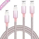 Charger,Czznn 4 Pack Phone Charger(3FT 6FT 10FT 10FT) Nylon Braided Cord Charging Cable Compatible iPhone X/8 Plus/8/7 Plus/7/6 Plus/6/6s Plus/6s/5/5c/5s and More