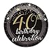 Juvale Paper Plates 40th Birthday Party - 9 in Black Gold Star Design - Disposable 80 Count - Sturdy 350g Paper for Events & Gatherings