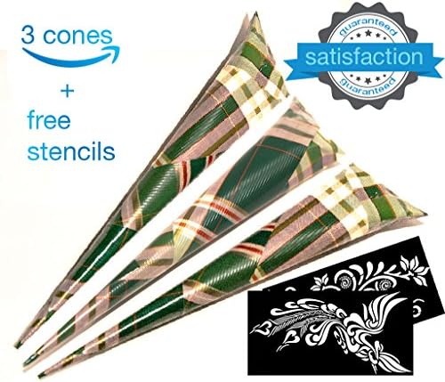 Henna Cones Ink Organic Brown Body Art Tattoo Paste Temporary Tattoo Waterproof India Painting Ink Stencil Set Kit
