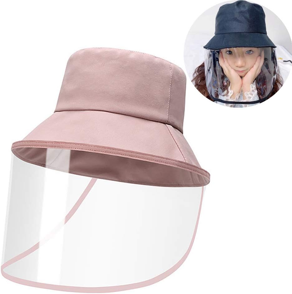 Outdoor Anti-Spitting Protective Hat Mask Safty Face Shield for Kids Anti-Splash Anti-Droplet Fisherman Hat with Shield Transparent Full Face Cover Removable Dustproof Windproof Shields