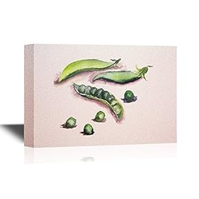 Canvas Wall Art - Watercolor Painting of Fresh Green Peas - Gallery Wrap Modern Home Art | Ready to Hang - 12x18 inches