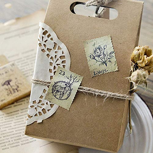 138 Pcs/3 Sets Post Stamp Stickers Retro Cute Plants/Animals Decorative Sticker Square Adhesive Sticker Envelope/Bag Seal by EORTA for Diary Planner Bottles Scrapbook DIY Craft Gift, Forest Theme - Thumbnail 3