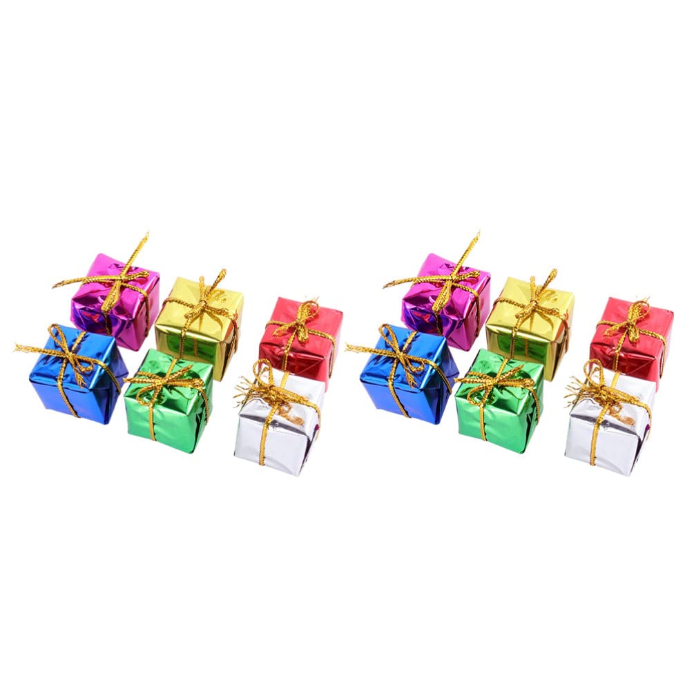 NUOBESTY Christmas Foam Balls Christmas Tree Small Boxes: Mini Xmas Tree Hanging Ornaments 120Pcs Assorted Foil Present Boxes Decoration for Xmas Holiday Favor Supplies Xmas Foam Ball Decoration