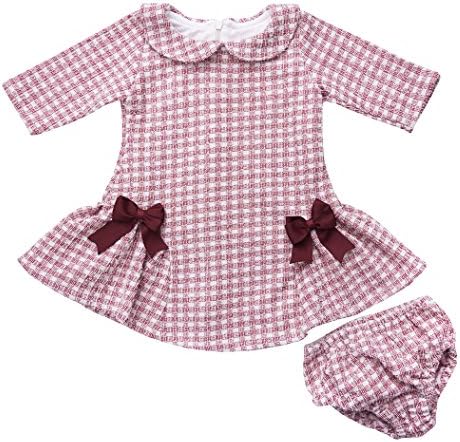 Marakitas Baby &amp; Toddler Girls Long Sleeve Special Occasion Party Winter Dress With Bows (Burgundy, Ivory, Red, 3 Months)