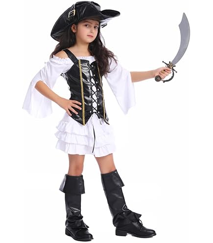 Rubie's Piratenkostüm Für Mädchen – Komplett-Set Mit Oberteil, Rock Und Hut In Größe L