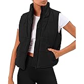 AUTOMET Women‘s Cropped Puffer Vest, Y2K Inspired Sleeveless Gilet for Fall Winter Spring, Casual to Street Outerwear