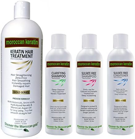 Morrocan Keratin Gold Series 1000ml XL SET Brazilian Keratin Hair Treatment with Argan Oil Shiny Smooth Straight Hair Remove Frizz