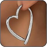 Gold Large Heart Statement Earrings for Women Fashion Asymmetrical Chrome Hearts Hoop Earrings Love Earrings Birthday Gifts Valentine's Day Jewelry