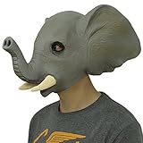 Deluxe Novelty Latex Rubber Creepy Elephant Costume Head Mask Halloween Cosplay Masquerade Party Props Decorations Grey