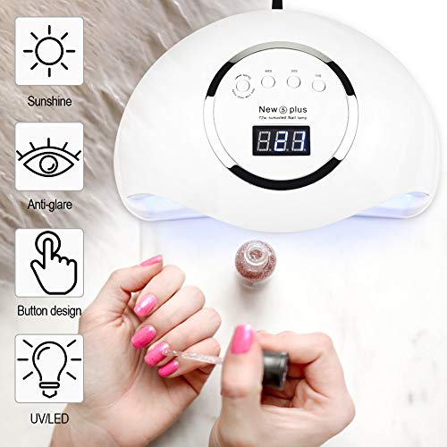 image for Gel UV LED Nail Lamp Jewhiteny Nail Dryer 72W Gel Nail Polish UV Light