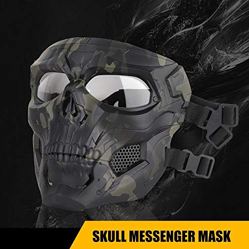 MOGOI Airsoft Skull Mask, Full Face Protective Masks for Airsoft Paintball Outdoor Cs War Game BB Gun Halloween Skeleton Masks Party Cosplay Mask Movie Props, E - Thumbnail 2