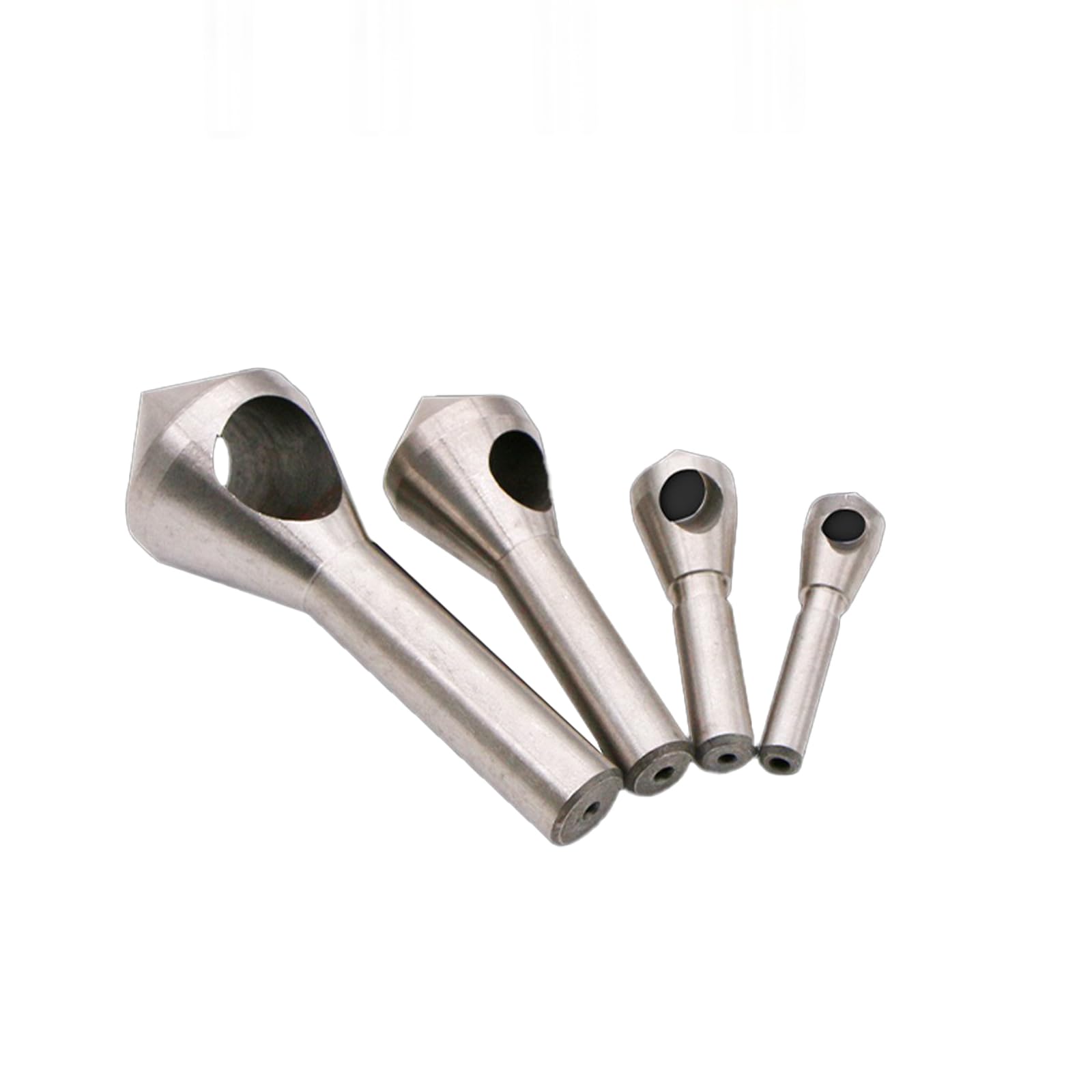 Bamyli 4 Pcs Countersink Drill Bit Titanium Coated Countersink Chamfer Tool High Speed Steel Countersink Chamfer Deburring Drill Bit Set for DIY Wood Metal Plastic, Silver