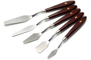 Spatula Palette Painting Knife Set - Bemaxy Professional Stainless Steel 3D Printing Tools Wood Grain Handle Putty Knife, 3D Printer Accessories - Set of 5