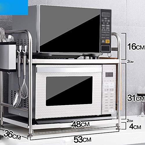 QSBY Single Layer Stainless Steel Microwave Oven Rack Kitchen Counter and Cabinet Shelf Stainless Steel Carefully Polished Sturdy and Safety