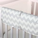 Grey Zig Zag Print 100% Cotton Padded Crib Rail Guard by The Peanut Shell